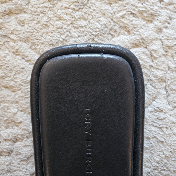 Double T Leather Medallion Slide Sandals$200 Navy Gold - Picture 3 of 6